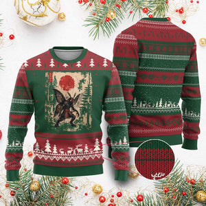 Samurai Mothman Japanese Vintage Graphic Ukiyo e Art Ugly Christmas Sweater Funny Cryptids