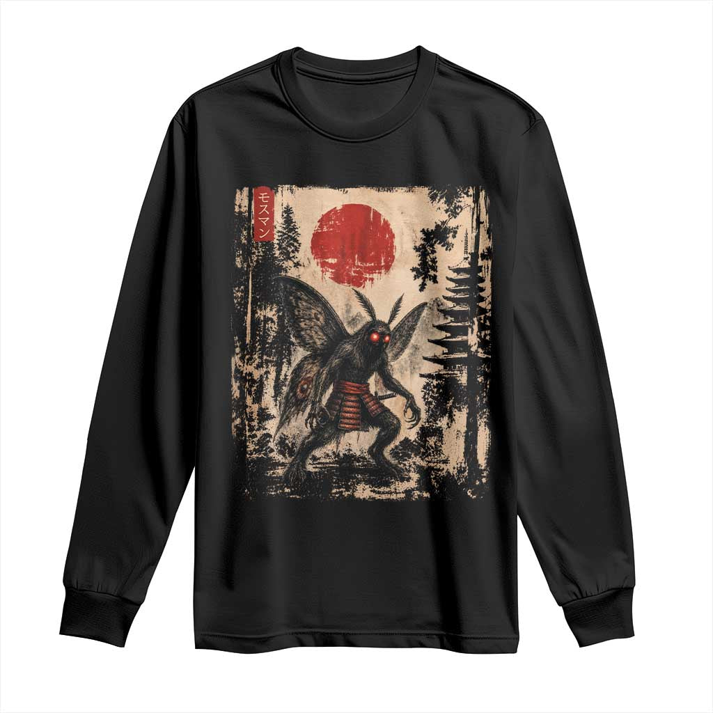 Samurai Mothman Japanese Vintage Graphic Ukiyo e Art Long Sleeve Shirt Funny Cryptids