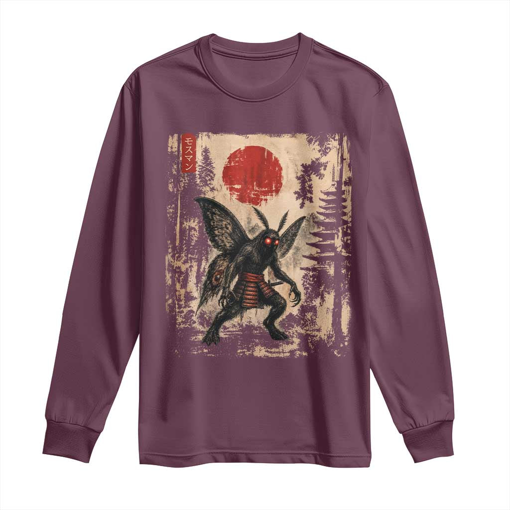 Samurai Mothman Japanese Vintage Graphic Ukiyo e Art Long Sleeve Shirt Funny Cryptids