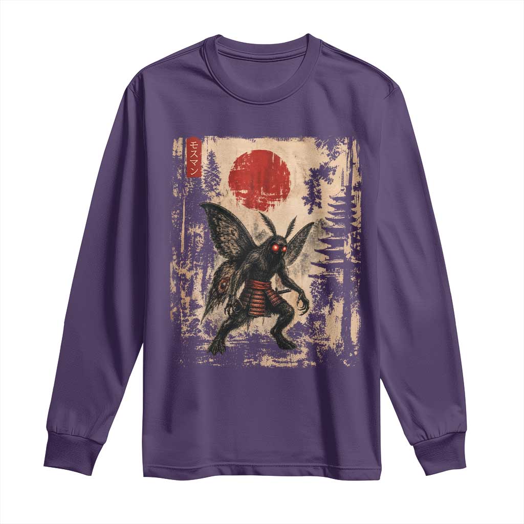 Samurai Mothman Japanese Vintage Graphic Ukiyo e Art Long Sleeve Shirt Funny Cryptids