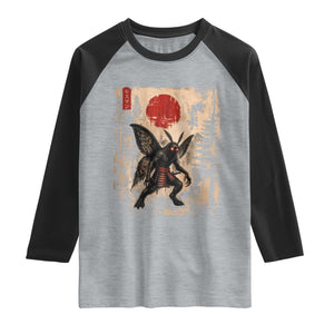 Samurai Mothman Japanese Vintage Graphic Ukiyo e Art Raglan Shirt Funny Cryptids