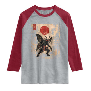 Samurai Mothman Japanese Vintage Graphic Ukiyo e Art Raglan Shirt Funny Cryptids