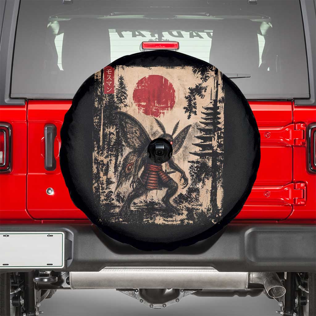Samurai Mothman Japanese Vintage Graphic Ukiyo e Art Spare Tire Cover Funny Cryptids