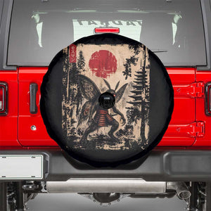 Samurai Mothman Japanese Vintage Graphic Ukiyo e Art Spare Tire Cover Funny Cryptids