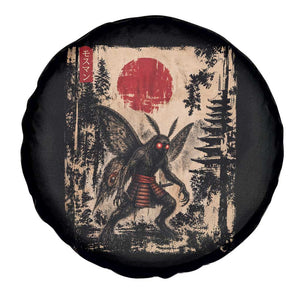 Samurai Mothman Japanese Vintage Graphic Ukiyo e Art Spare Tire Cover Funny Cryptids