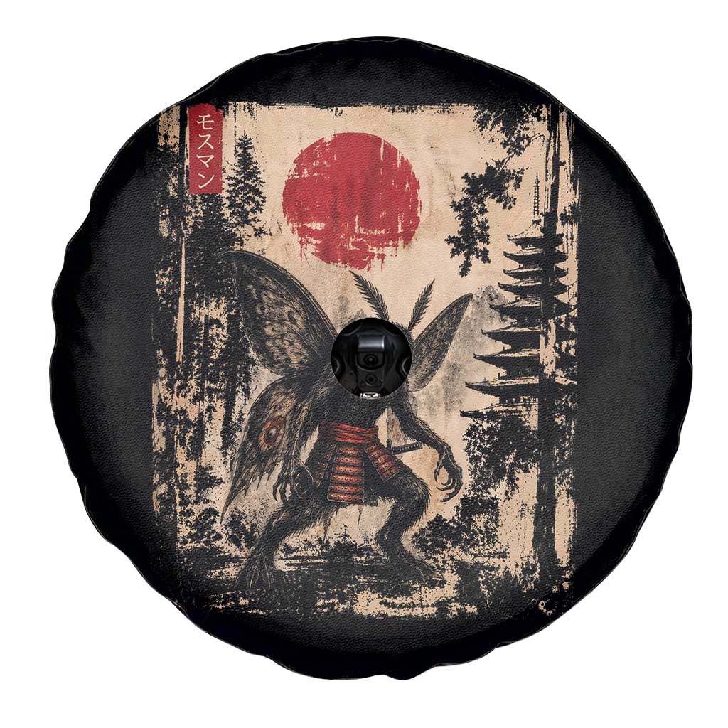 Samurai Mothman Japanese Vintage Graphic Ukiyo e Art Spare Tire Cover Funny Cryptids