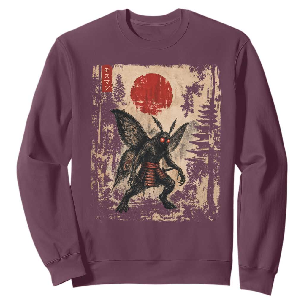 Samurai Mothman Japanese Vintage Graphic Ukiyo e Art Sweatshirt Funny Cryptids