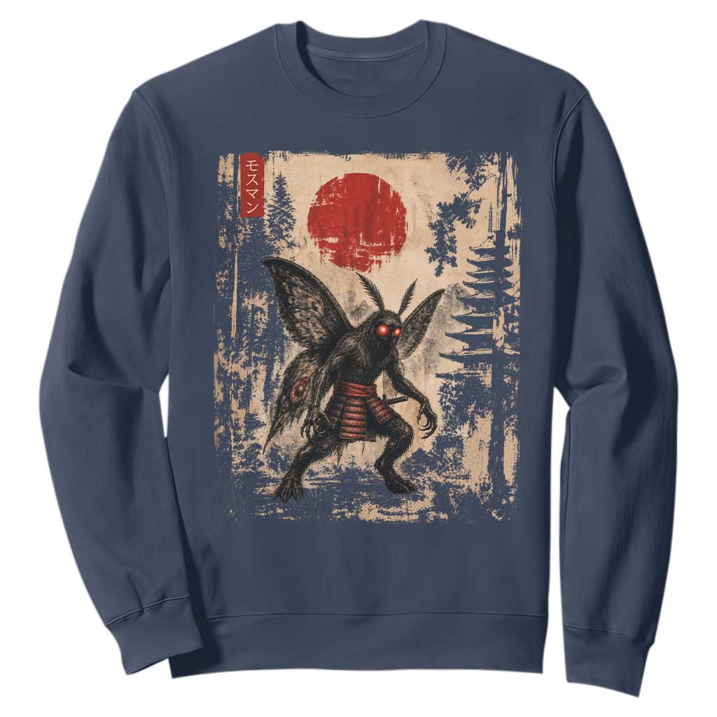 Samurai Mothman Japanese Vintage Graphic Ukiyo e Art Sweatshirt Funny Cryptids