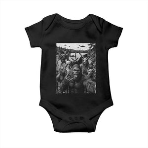 Funny Cryptid Creatures Selfie Baby Onesie Bigfoot Alien Cryptozoology Fantasy Mythical Monsters TS11 Black Print Your Wear