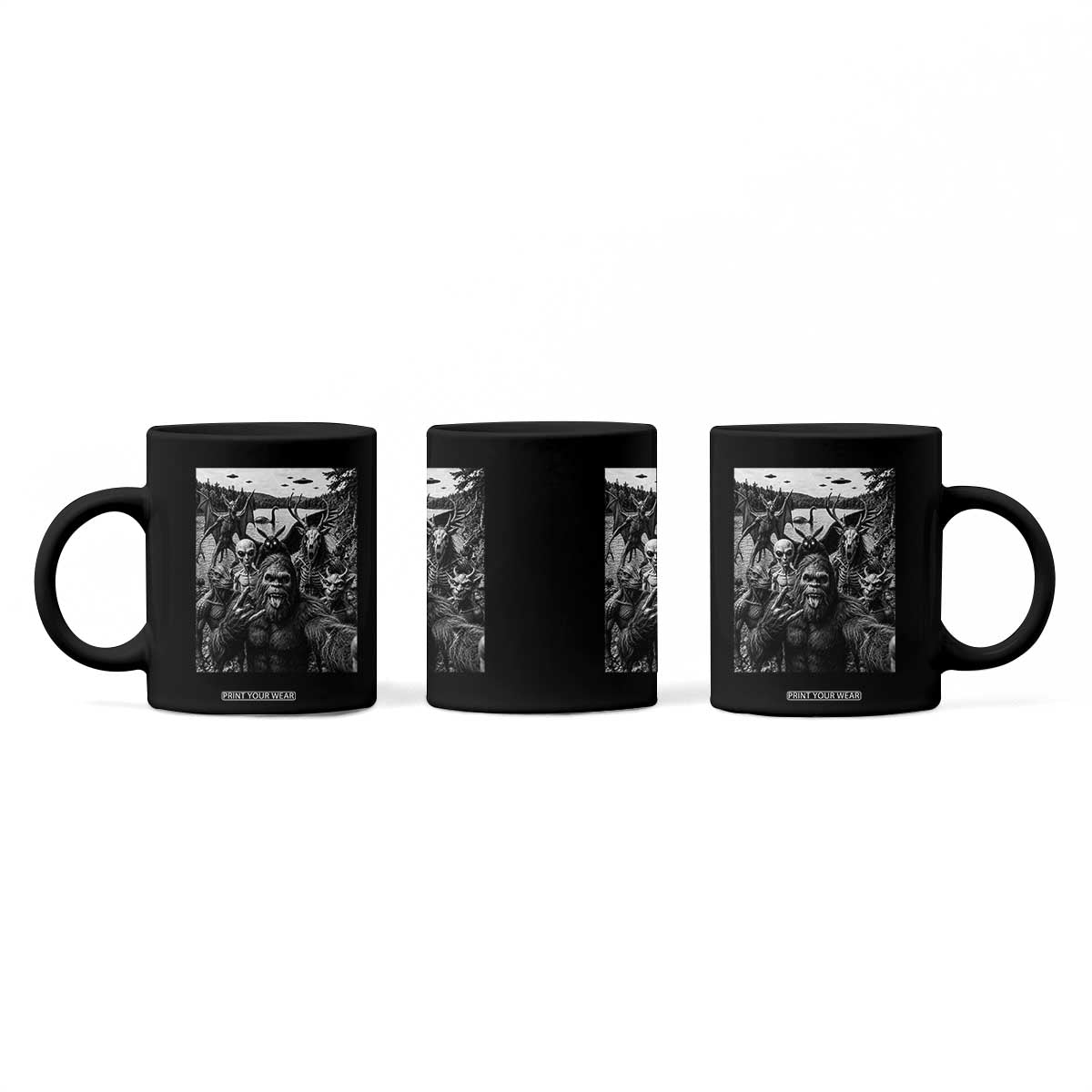 Funny Cryptid Creatures Selfie Coffee Mug Bigfoot Alien Cryptozoology Fantasy Mythical Monsters TS11 Print Your Wear