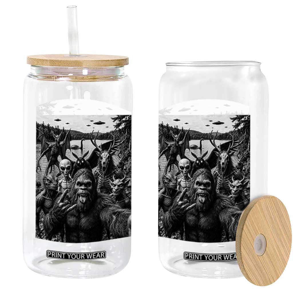 Funny Cryptid Creatures Selfie Glass Can Bigfoot Alien Cryptozoology Fantasy Mythical Monsters TS11 Print Your Wear