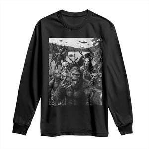 Funny Cryptid Creatures Selfie Long Sleeve Shirt Bigfoot Alien Cryptozoology Fantasy Mythical Monsters TS11 Black Print Your Wear