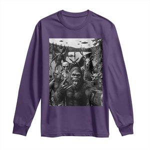 Funny Cryptid Creatures Selfie Long Sleeve Shirt Bigfoot Alien Cryptozoology Fantasy Mythical Monsters TS11 Purple Print Your Wear