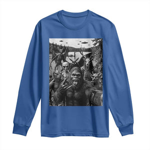 Funny Cryptid Creatures Selfie Long Sleeve Shirt Bigfoot Alien Cryptozoology Fantasy Mythical Monsters TS11 Royal Blue Print Your Wear
