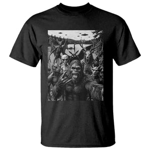 Funny Cryptid Creatures Selfie T Shirt Bigfoot Alien Cryptozoology Fantasy Mythical Monsters TS11 Black Print Your Wear