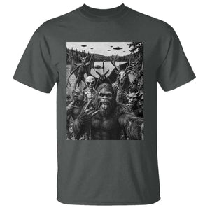Funny Cryptid Creatures Selfie T Shirt Bigfoot Alien Cryptozoology Fantasy Mythical Monsters TS11 Dark Heather Print Your Wear