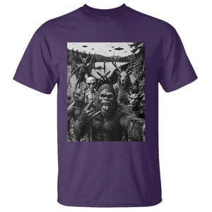 Funny Cryptid Creatures Selfie T Shirt Bigfoot Alien Cryptozoology Fantasy Mythical Monsters TS11 Purple Print Your Wear