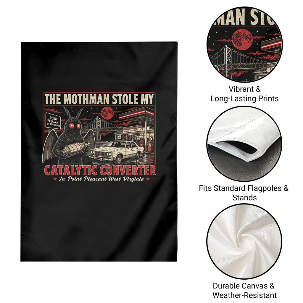 Funny The Mothman Stole My Catalytic Converter Garden Flag Point Pleasant West Virginia Cryptid TS11 Print Your Wear