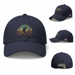 Funny Bigfoot Pickles Lover Baseball Cap Retro Sasquatch Cucumber Food Lover TS11 Baseball Cap Universal Fit Navy Print Your Wear