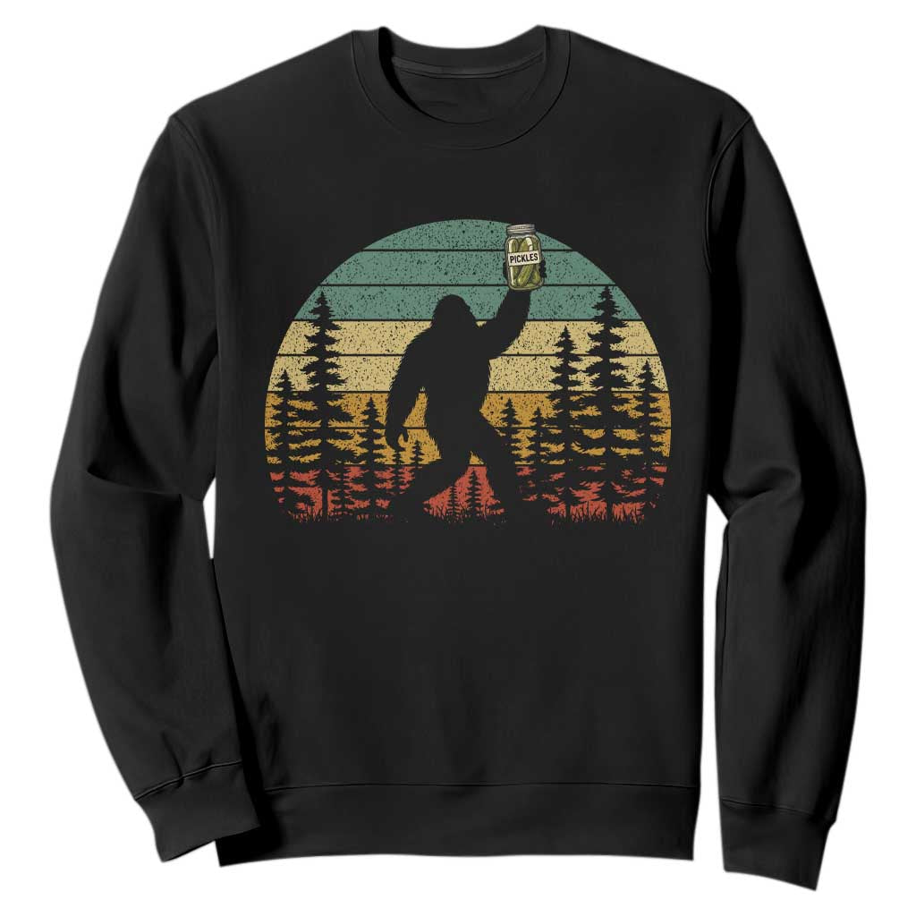 Funny Bigfoot Pickles Lover Sweatshirt Retro Sasquatch Cucumber Food Lover TS11 Black Print Your Wear