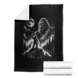 Bigfoot Howling at Moon Mystical Forest Throw Blanket Funny Sasquatch Nature Lover TS11 Black Print Your Wear