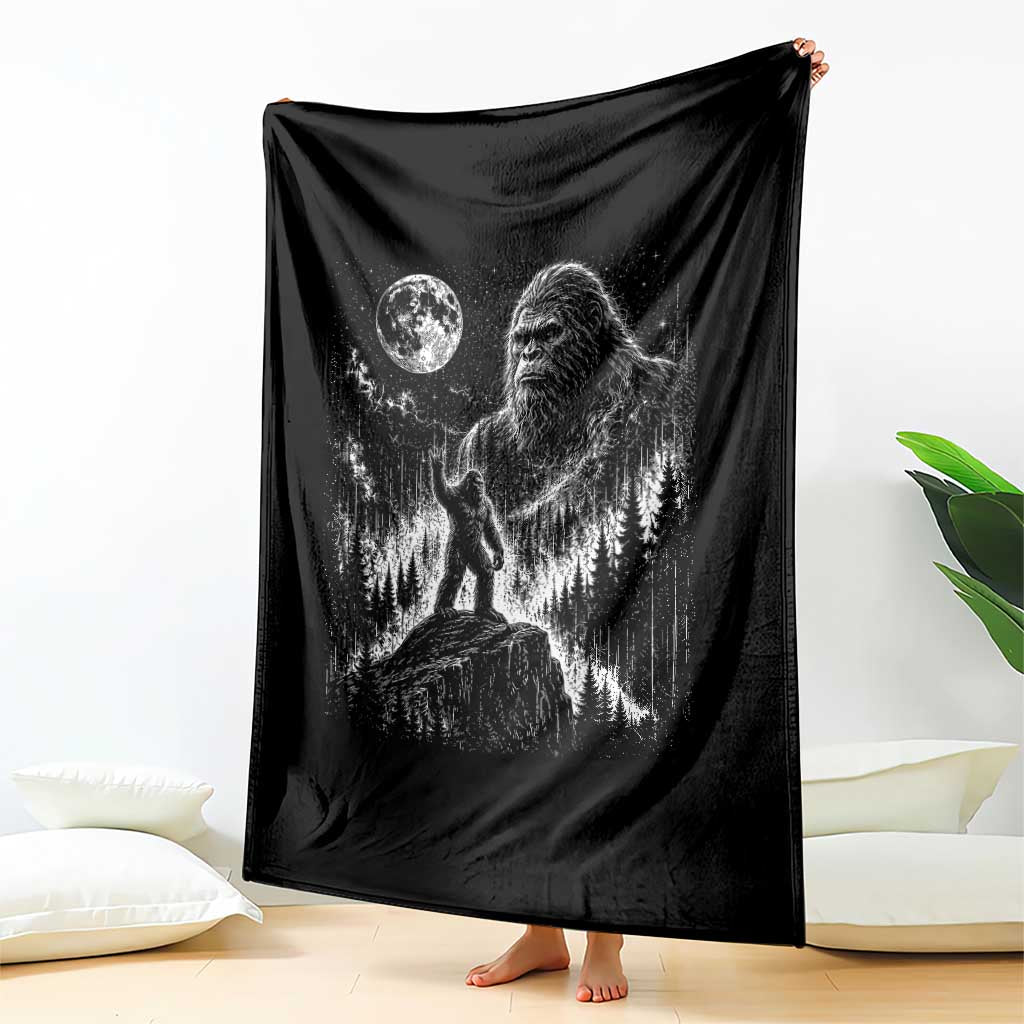 Bigfoot Howling at Moon Mystical Forest Throw Blanket Funny Sasquatch Nature Lover TS11 Print Your Wear