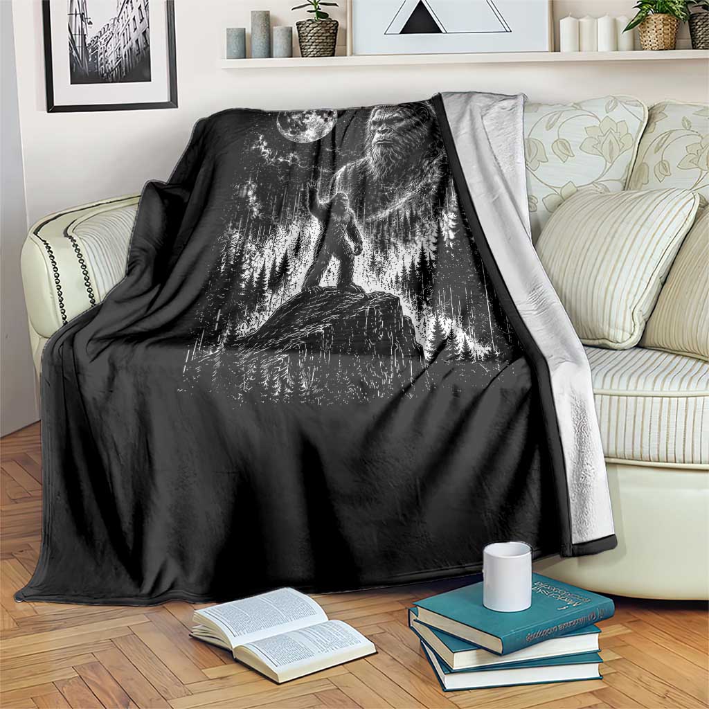 Bigfoot Howling at Moon Mystical Forest Throw Blanket Funny Sasquatch Nature Lover TS11 Print Your Wear