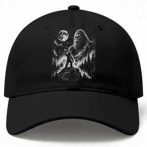Bigfoot Howling at Moon Mystical Forest Baseball Cap Funny Sasquatch Nature Lover TS11 Print Your Wear