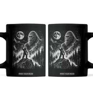 Bigfoot Howling at Moon Mystical Forest Coffee Mug Funny Sasquatch Nature Lover TS11 Black Print Your Wear