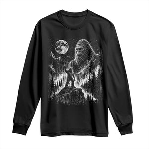 Bigfoot Howling at Moon Mystical Forest Long Sleeve Shirt Funny Sasquatch Nature Lover TS11 Black Print Your Wear
