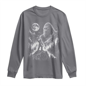 Bigfoot Howling at Moon Mystical Forest Long Sleeve Shirt Funny Sasquatch Nature Lover TS11 Charcoal Print Your Wear