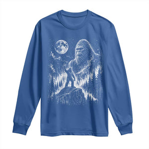 Bigfoot Howling at Moon Mystical Forest Long Sleeve Shirt Funny Sasquatch Nature Lover TS11 Royal Blue Print Your Wear