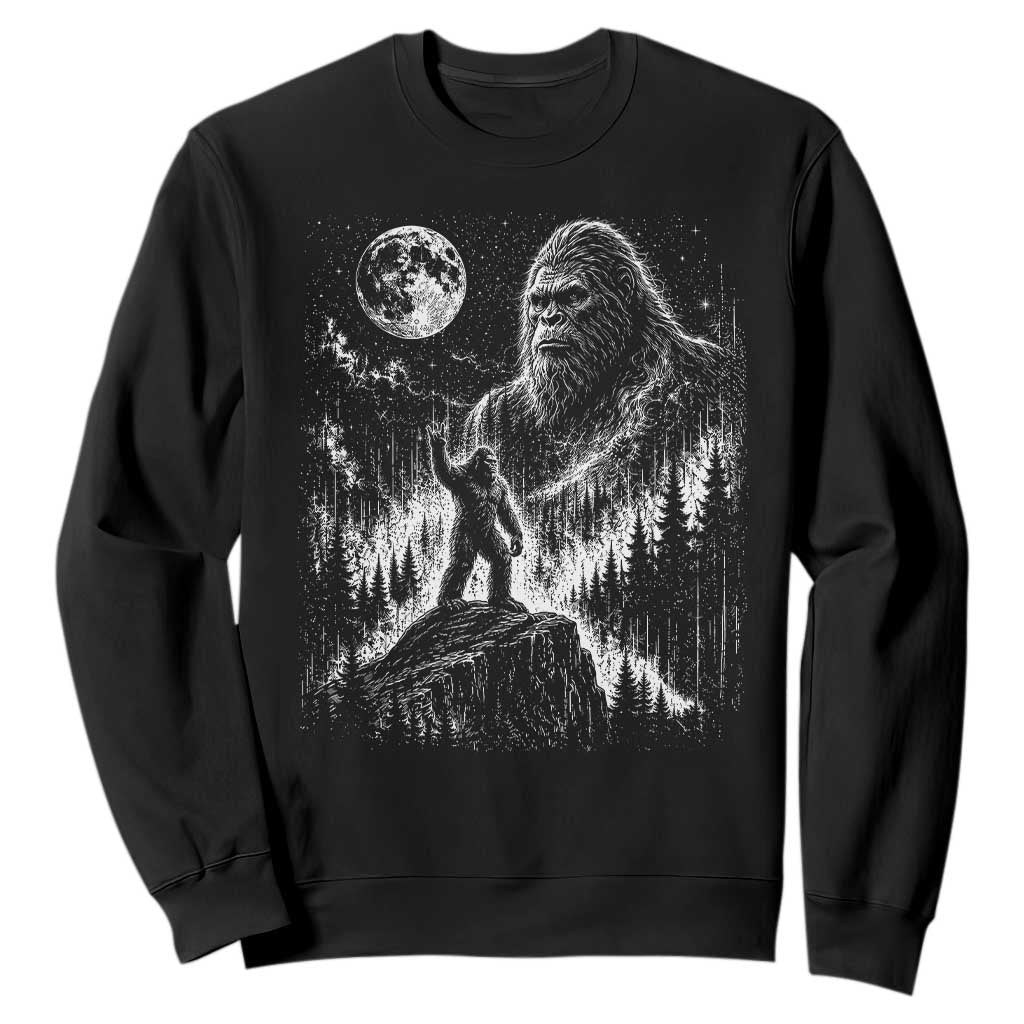 Bigfoot Howling at Moon Mystical Forest Sweatshirt Funny Sasquatch Nature Lover TS11 Black Print Your Wear