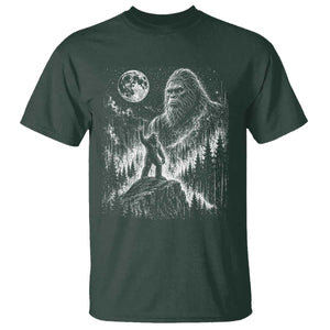 Bigfoot Howling at Moon Mystical Forest T Shirt Funny Sasquatch Nature Lover TS11 Dark Forest Green Print Your Wear