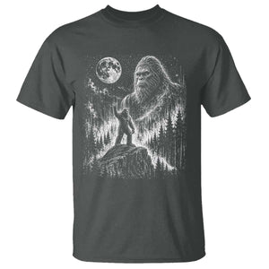 Bigfoot Howling at Moon Mystical Forest T Shirt Funny Sasquatch Nature Lover TS11 Dark Heather Print Your Wear