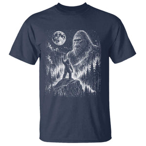 Bigfoot Howling at Moon Mystical Forest T Shirt Funny Sasquatch Nature Lover TS11 Navy Print Your Wear