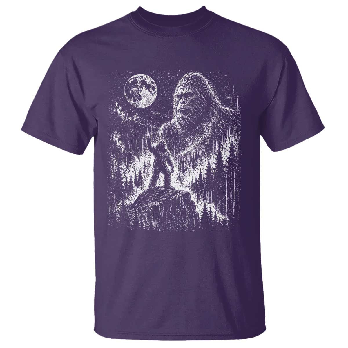 Bigfoot Howling at Moon Mystical Forest T Shirt Funny Sasquatch Nature Lover TS11 Purple Print Your Wear