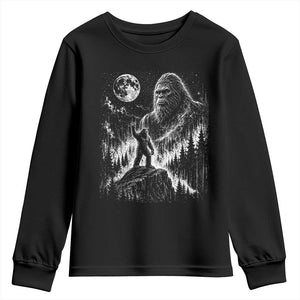 Bigfoot Howling at Moon Mystical Forest Youth Sweatshirt Funny Sasquatch Nature Lover TS11 Black Print Your Wear