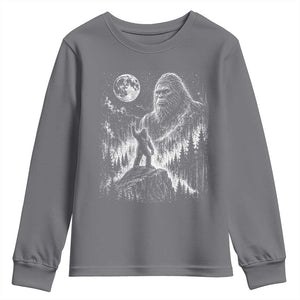 Bigfoot Howling at Moon Mystical Forest Youth Sweatshirt Funny Sasquatch Nature Lover TS11 Charcoal Print Your Wear