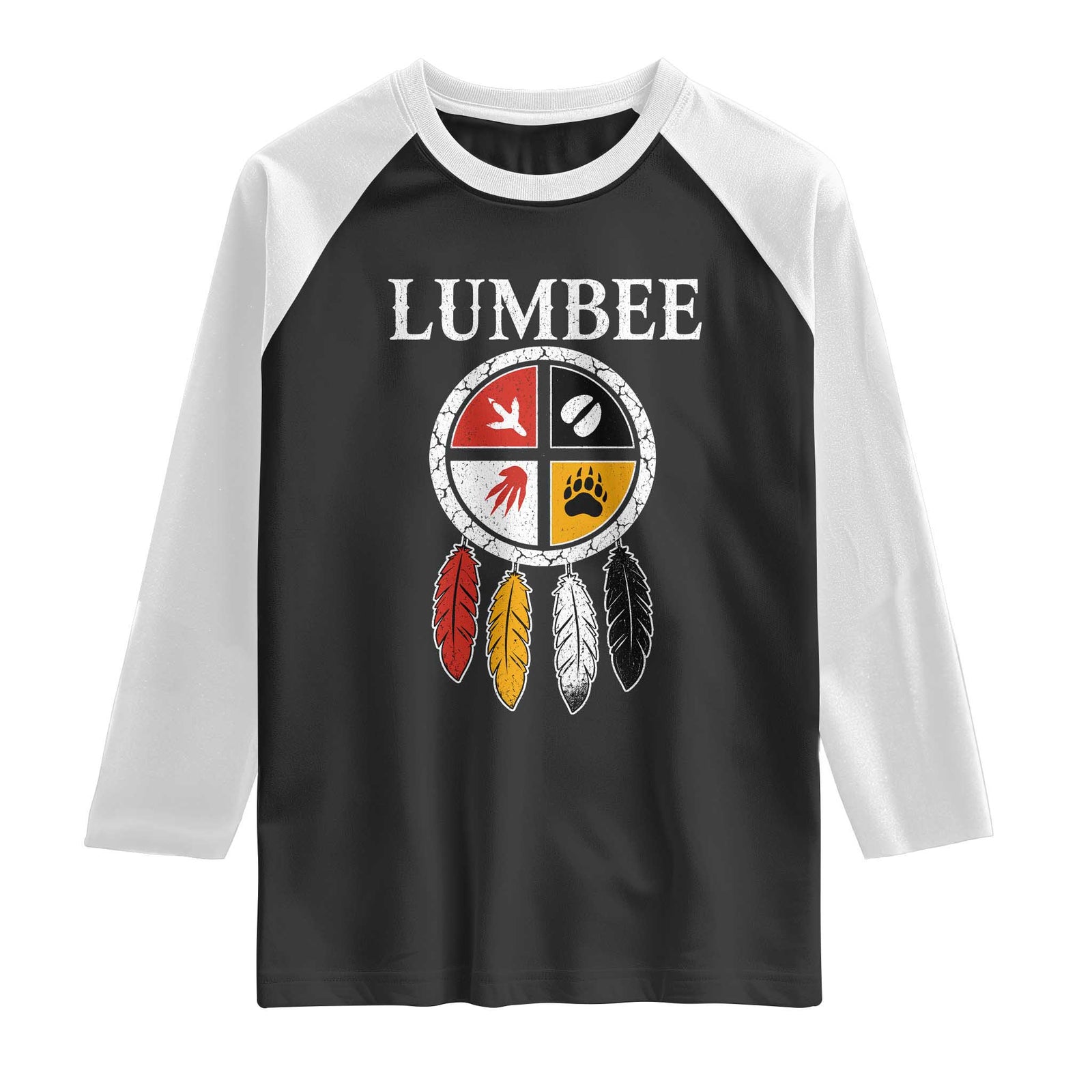 Lumbee Tribe Native American Raglan Shirt Medicine Wheel Dreamcatcher Spirit Animal Paws