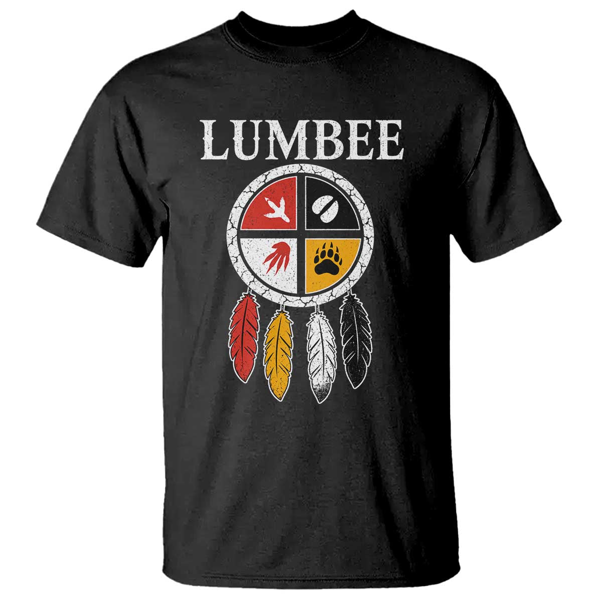 Lumbee Tribe Native American T Shirt Medicine Wheel Dreamcatcher Spirit Animal Paws