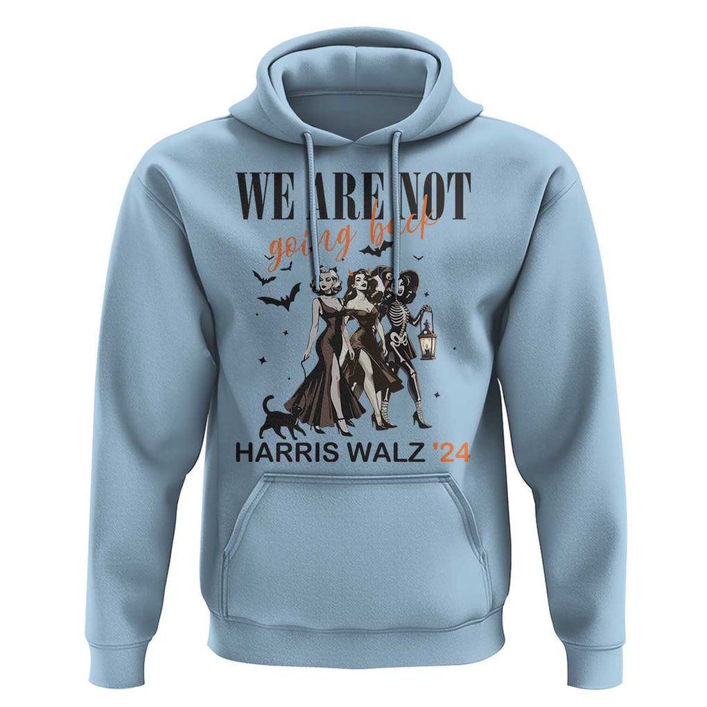 Halloween Harris Walz'24 Hoodie We Are Not Going Back Witches Bat TS11 Light Blue Print Your Wear