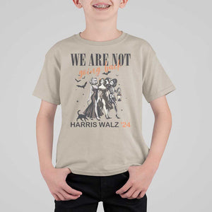 Halloween Harris Walz'24 T Shirt For Kid We Are Not Going Back Witches Bat TS11 Sand Print Your Wear
