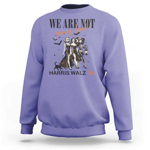 Halloween Harris Walz'24 Sweatshirt We Are Not Going Back Witches Bat TS11 Violet Print Your Wear