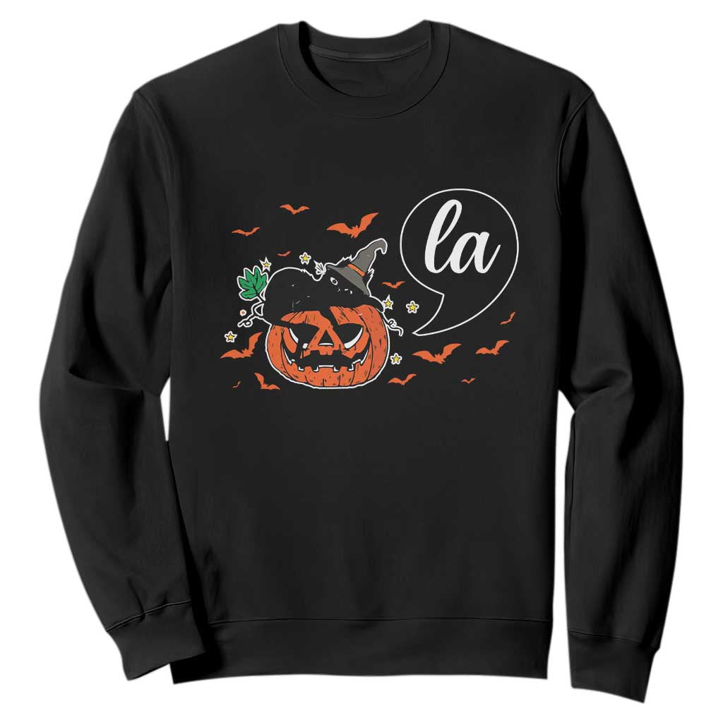 Harris Halloween 2024 Sweatshirt Comma La Kamala Black Cat Witches TS11 Black Print Your Wear