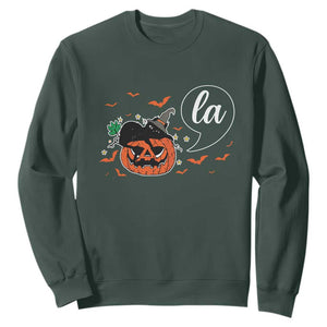 Harris Halloween 2024 Sweatshirt Comma La Kamala Black Cat Witches TS11 Dark Forest Green Print Your Wear