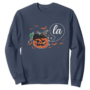 Harris Halloween 2024 Sweatshirt Comma La Kamala Black Cat Witches TS11 Navy Print Your Wear