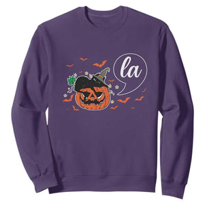 Harris Halloween 2024 Sweatshirt Comma La Kamala Black Cat Witches TS11 Purple Print Your Wear