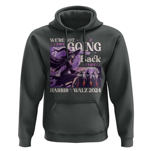 Harris Walz 2024 Halloween Hoodie We're Not Going Back Witch Childless Cat Ladies Moon TS11 Dark Heather Print Your Wear