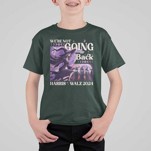 Harris Walz 2024 Halloween T Shirt For Kid We're Not Going Back Witch Childless Cat Ladies Moon TS11 Dark Forest Green Print Your Wear